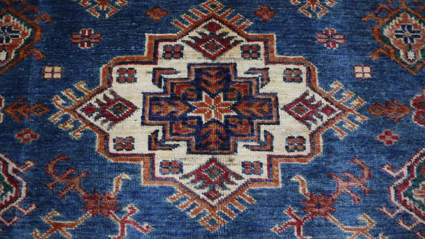 5x7 ft Blue Traditional Area Rug, Afghan Hand Knotted Wool Medallion Carpet, Rugs For Living Room, Bedroom Rug, Kitchen Rug, Oriental Rug