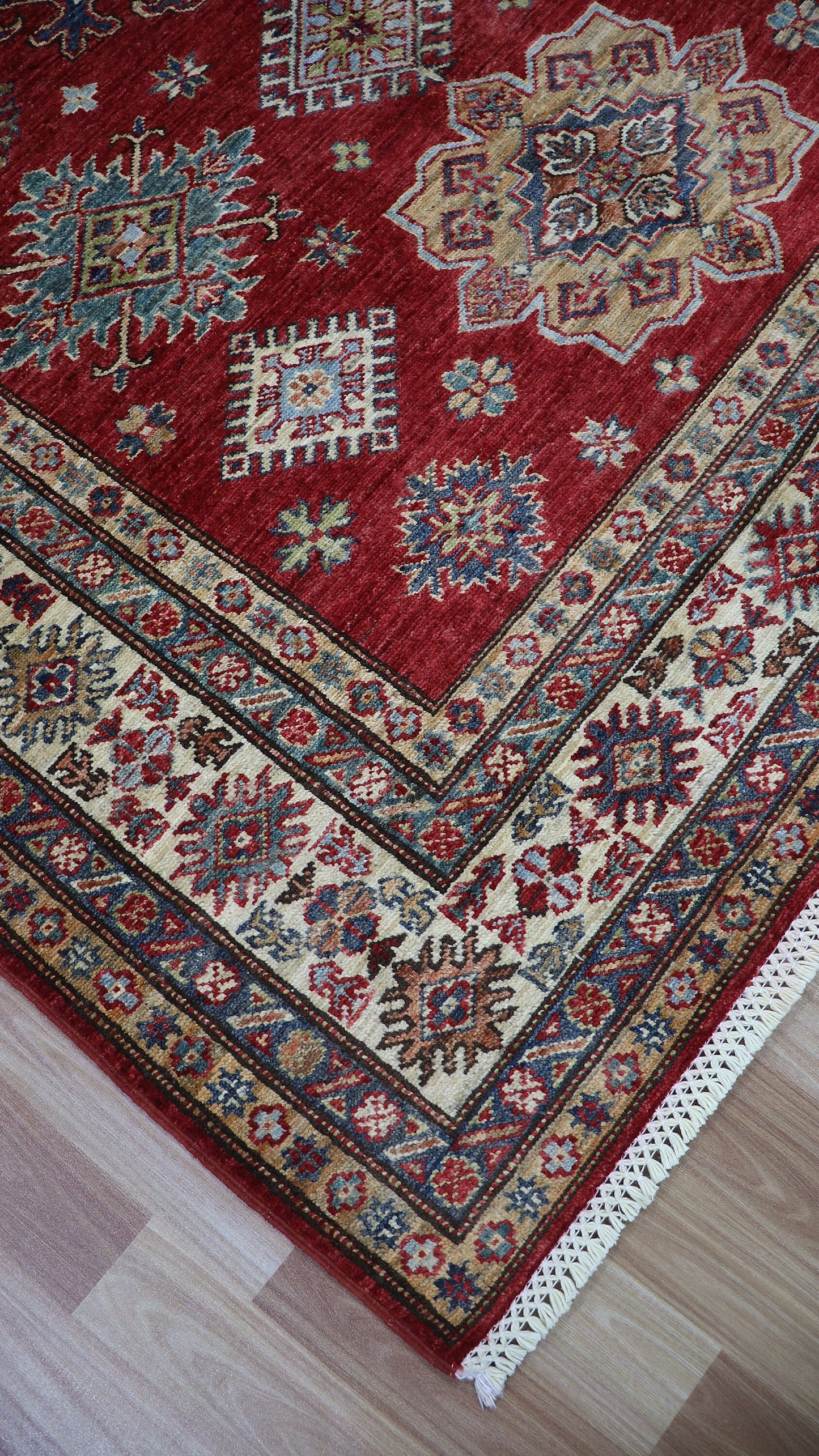 5x7 ft Red Kazak Area Rug, Afghan Hand Knotted Wool Traditional Carpet, Rugs For Living Room, Bedroom Rug, Dining Table Rug, Kitchen Rug