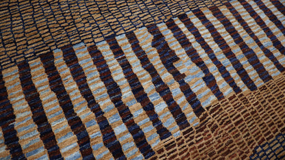 8x10 ft Striped Gabbeh Area Rug, Brown Afghan Hand Knotted Wool Traditional Rectangle Carpet, Living Room Rug, Bedroom Rug, Dining Table Rug