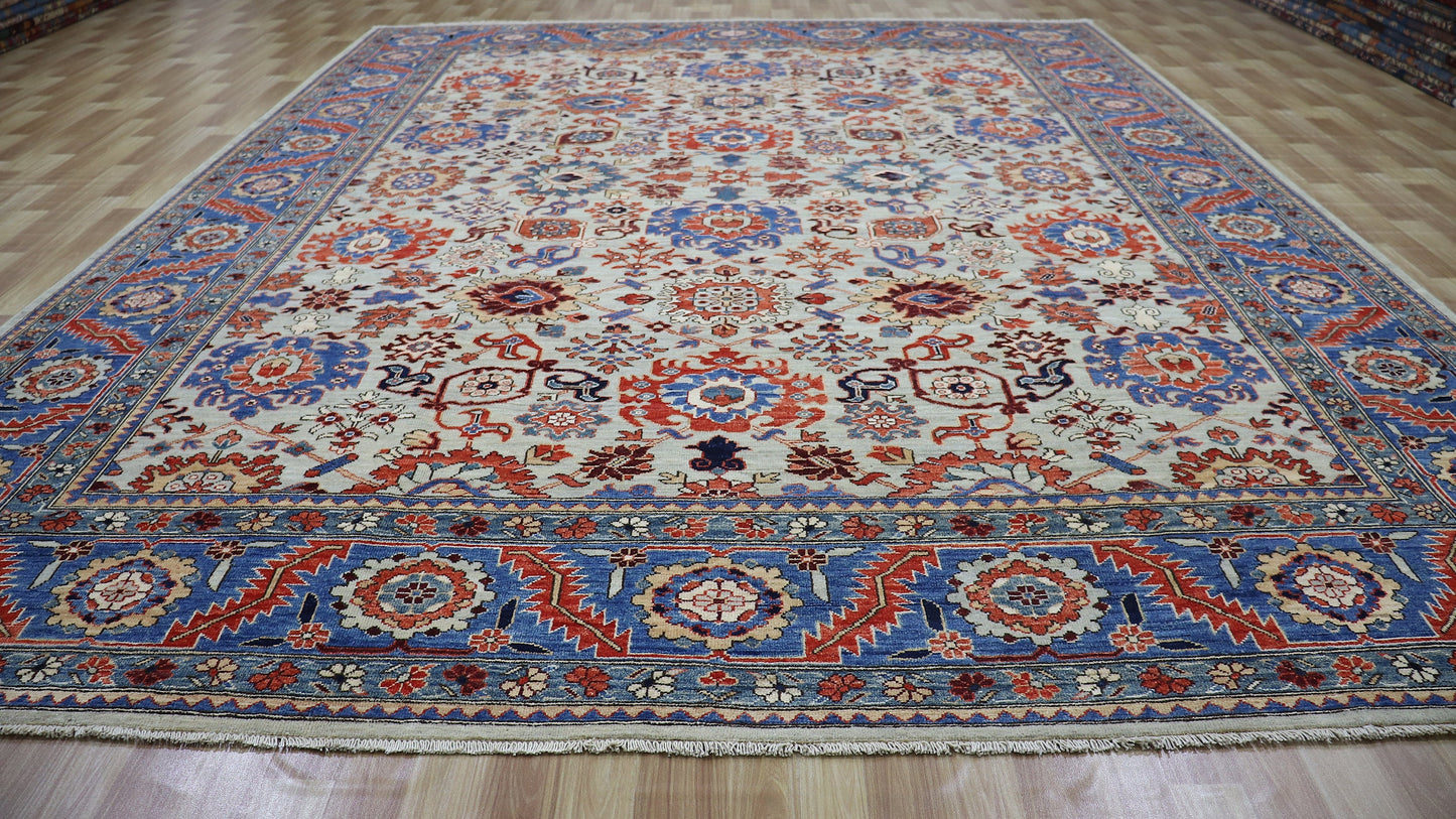 9x12 Ft Bidjar Large Area Rug, Afghan Hand Knotted Wool Traditional Rectangle Carpet, Rugs For Living Room, Bedroom Rug, Dining Table Rug