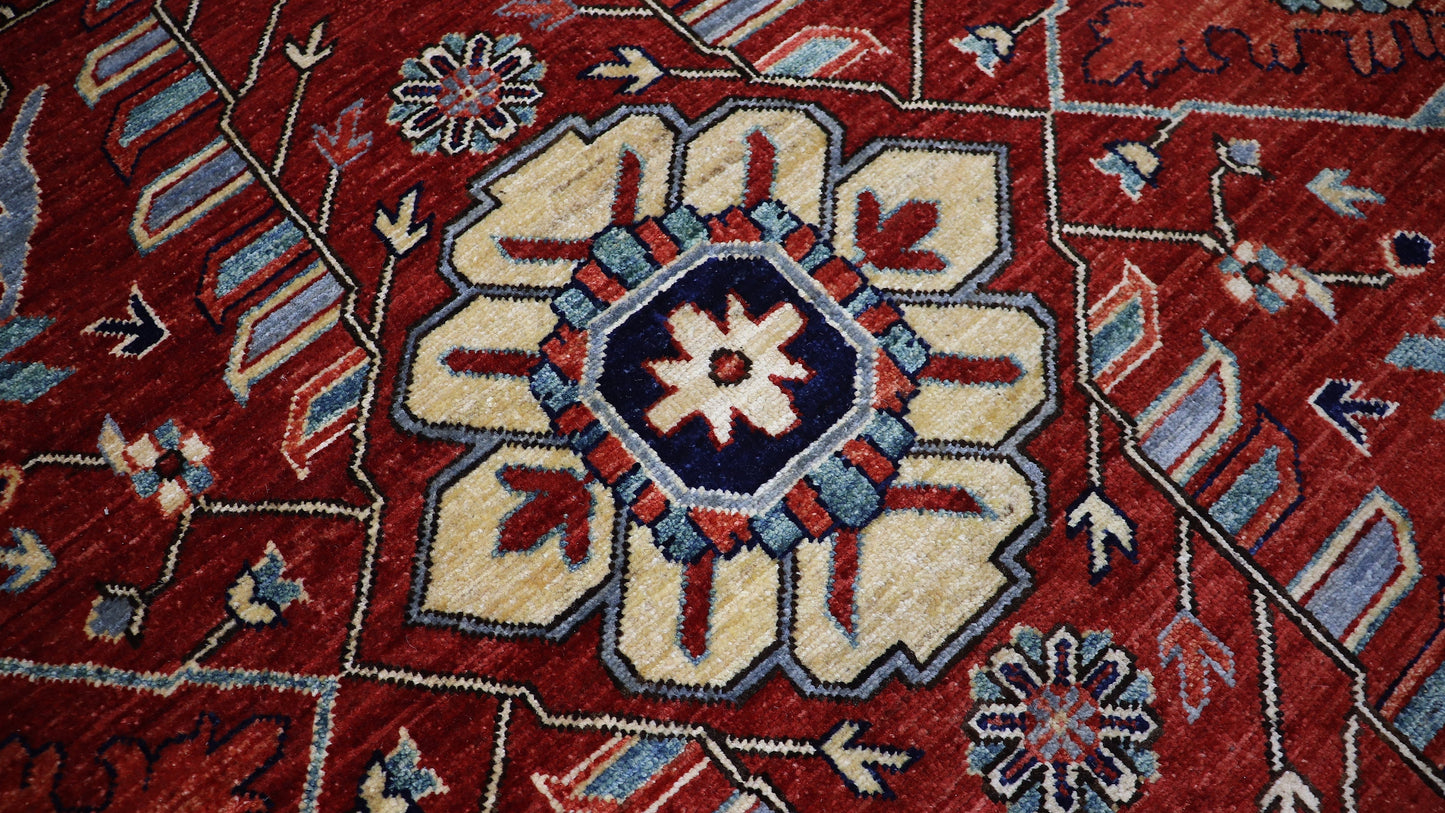 9x12 Ft Persian Serapi Large Area Rug, Red Hand Knotted Wool Traditional Rectangle Carpet, Living Room Rug, Bedroom Rug, Dining Table Rug