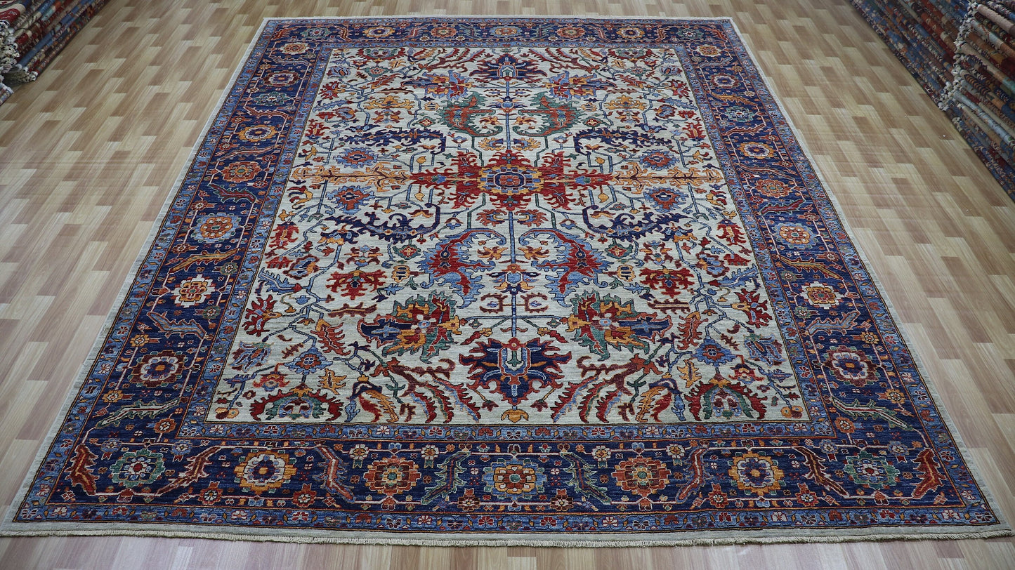 9x12 Ft Persian Style Serapi Area Rug, Hand Knotted Wool Traditional Rectangle Carpet, Rugs For Living Room, Bedroom Rug, Dining Table Rug