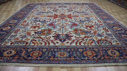 9x12 Ft Persian Style Serapi Area Rug, Hand Knotted Wool Traditional Rectangle Carpet, Rugs For Living Room, Bedroom Rug, Dining Table Rug