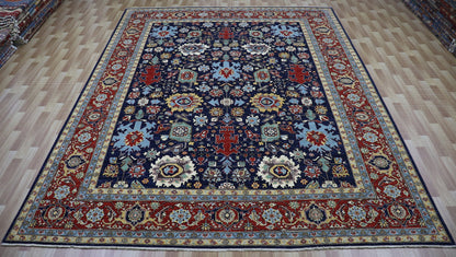 9x12 Ft Blue Bidjar Large Area Rug, Persian Hand Knotted Wool Traditional Rectangle Carpet, Living Room Rug, Bedroom Rug, Dining Table Rug