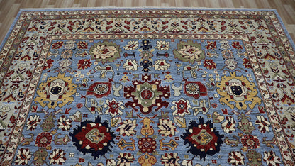 9x12 Ft Persian Style Bidjar Large Area Rug, Blue Hand Knotted Wool Traditional Carpet, Rugs For Living Room, Bedroom Rug, Dining Table Rug