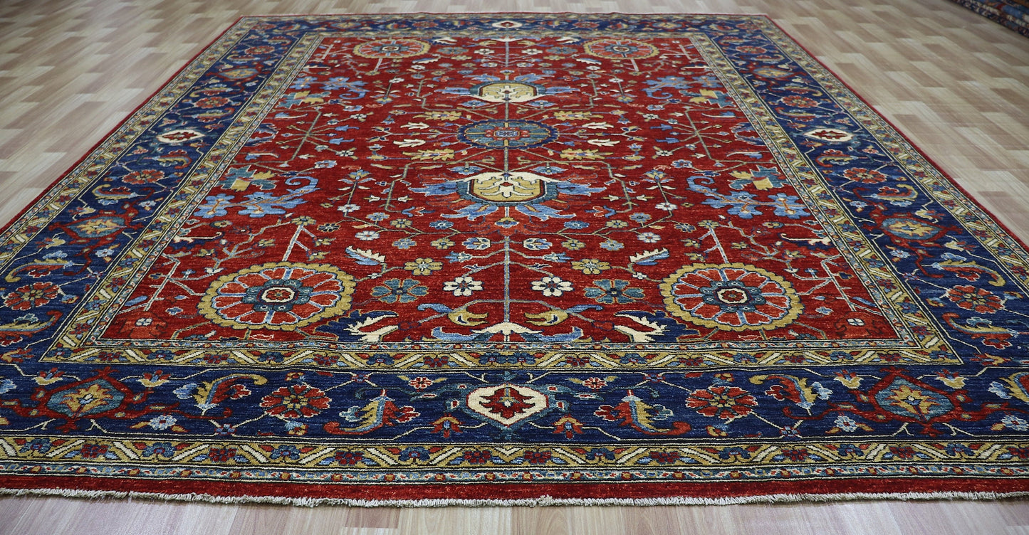 8x10 Ft Red Oriental Area Rug, Afghan Hand Knotted Wool Traditional Rectangle Carpet, Rugs For Living Room, Bedroom Rug, Dining Table Rug