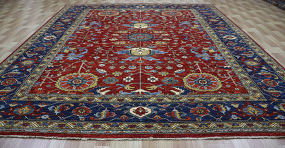 8x10 Ft Red Oriental Area Rug, Afghan Hand Knotted Wool Traditional Rectangle Carpet, Rugs For Living Room, Bedroom Rug, Dining Table Rug