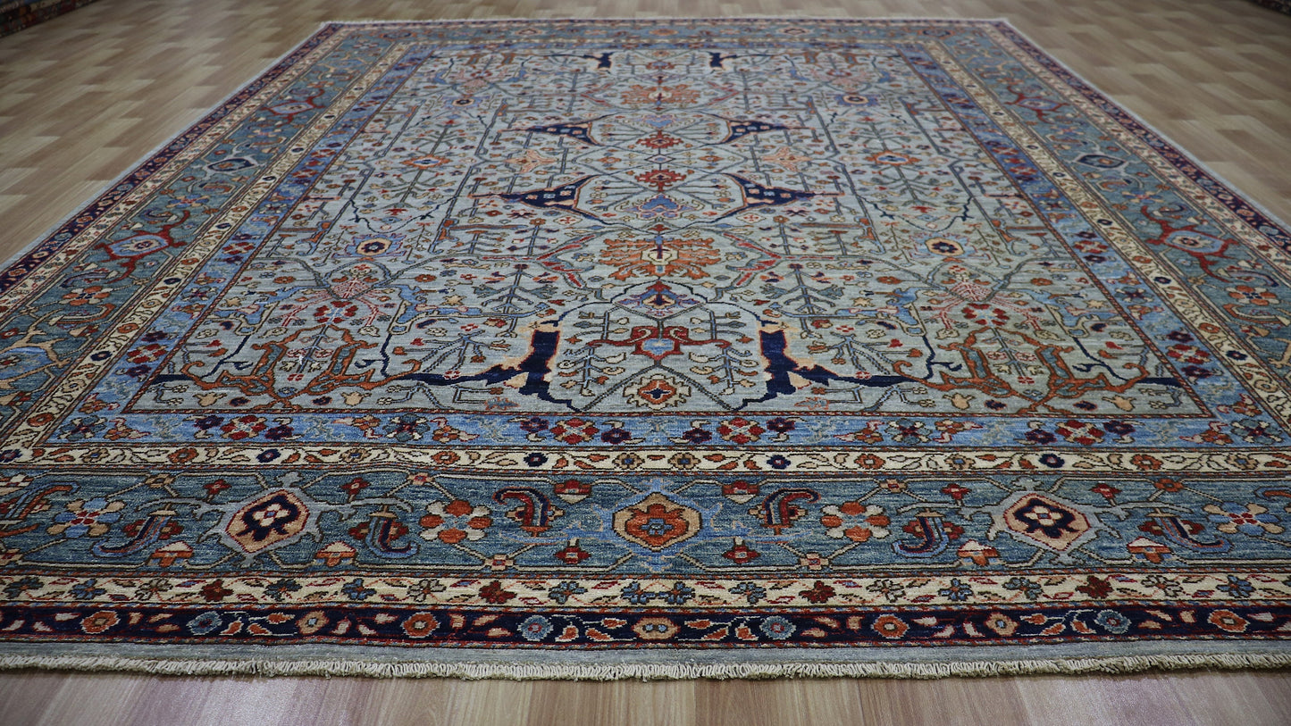 8x10 Ft Arabesque Bidjar Area Rug, Persian Hand Knotted Wool Traditional Rectangle Carpet, Living Room Rug, Bedroom Rug, Dining Table Rug