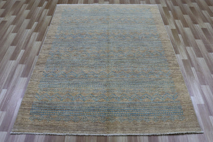 5x7 Ft Modern Gabbeh Area Rug, Beige Afghan Hand Knotted Wool Transitional Rectangle Carpet, Rugs For Living Room, Bedroom Rug, Abstract Rug