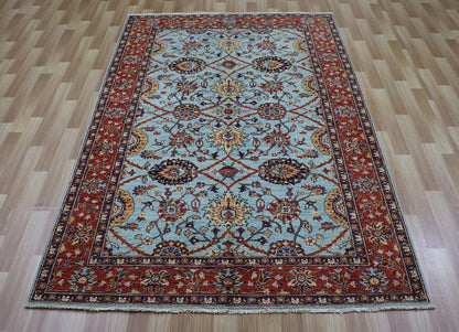 5x8 Ft Oriental Bidjar Area Rug, Blue Afghan Hand Knotted Wool Traditional Rectangle Carpet, Living Room Rug, Bedroom Rug, Dining Table Rug