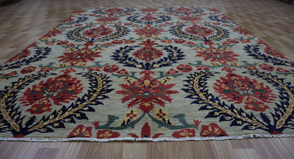 6x10 Ft Floral Area Rug, Afghan Hand Knotted Wool Traditional Rectangle Carpet, Living Room Rug, Bedroom Rug, Dining Table Rug, Office Rug