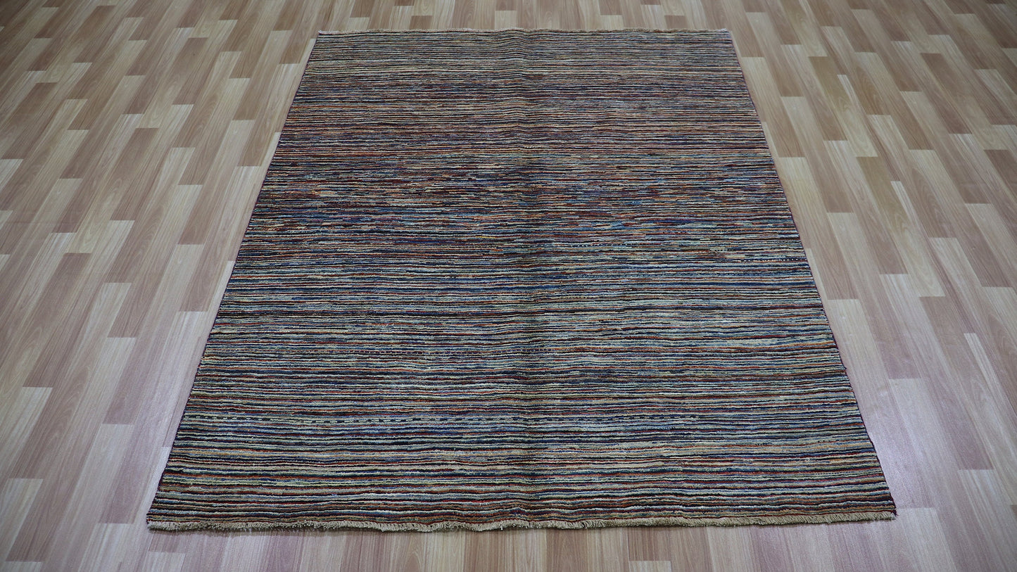 5x6 ft Abstract Gabbeh Area Rug, Afghan Hand Knotted Wool Transitional Rectangle Carpet, Rugs For Living Room, Bedroom Rug, Dining Table Rug