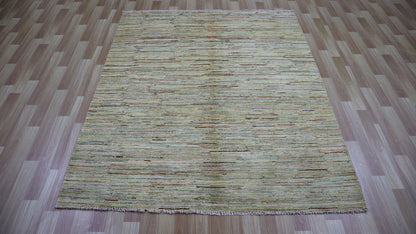 5x6 ft Abstract Gabbeh Area Rug, Beige Afghan Hand Knotted Wool Transitional Rectangle Carpet, Rug For Living Room, Bedroom Rug, Kitchen Rug