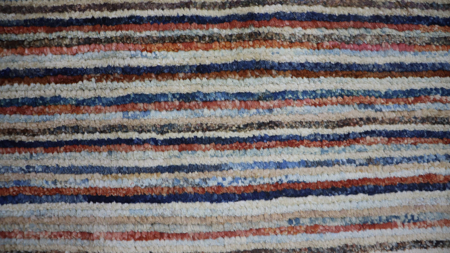 5x6 ft Modern Gabbeh Area Rug, Afghan Hand Knotted Wool Transitional Rectangle Carpet, Living Room Rug, Bedroom Rug, Abstract Striped Rug