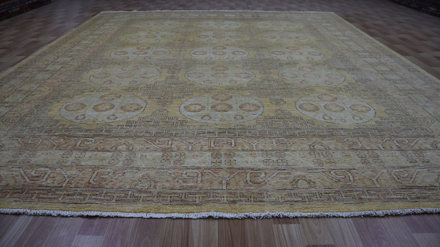 9x11 Ft Oriental Large Area Rug, Afghan Hand Knotted Wool Transitional Rectangle Carpet, Rugs For Living Room, Bedroom Rug, Dining Table Rug