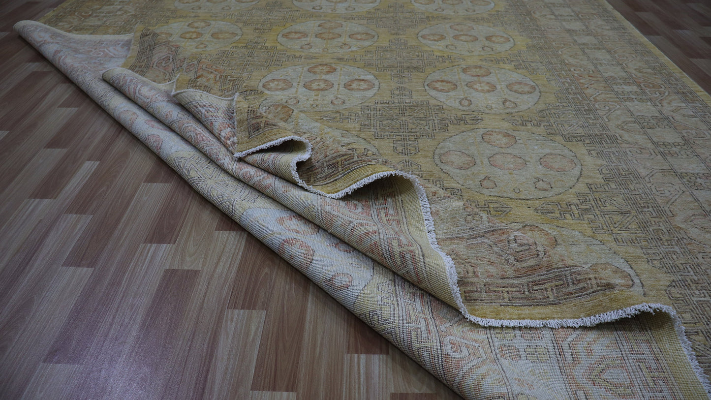 9x11 Ft Oriental Large Area Rug, Afghan Hand Knotted Wool Transitional Rectangle Carpet, Rugs For Living Room, Bedroom Rug, Dining Table Rug