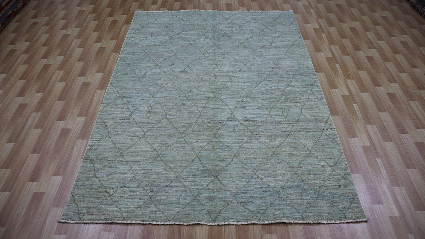 6x9 Ft Transitional Area Rug, Afghan Hand Knotted Wool Abstract Rectangle Carpet, Living Room Rug, Bedroom Rug, Dining Table Rug, Office Rug