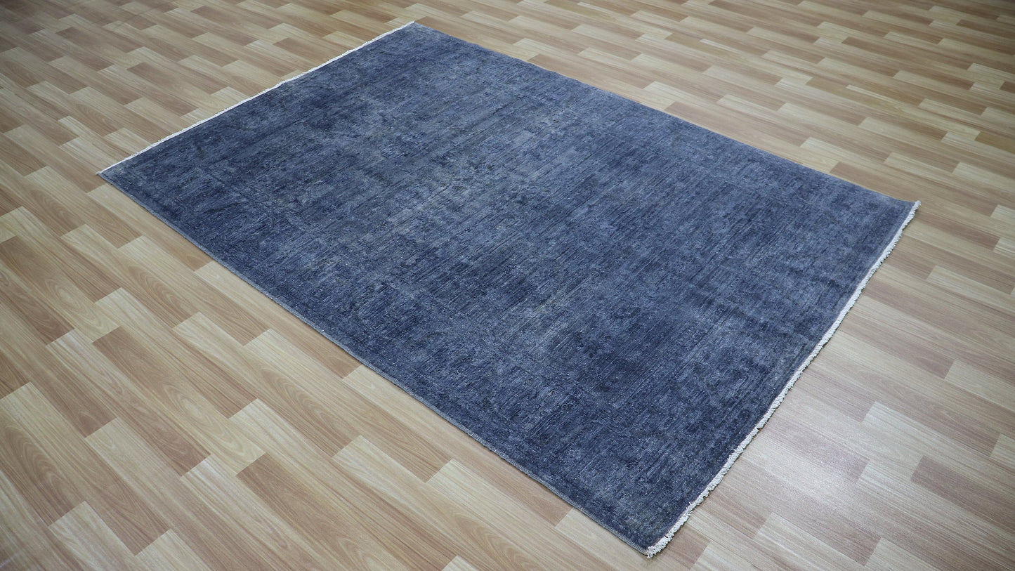 5x7 Ft Blue Transitional Area Rug, Afghan Hand Knotted Wool Abstract Rectangle Carpet, Rugs For Living Room, Bedroom Rug, Dining Table Rug