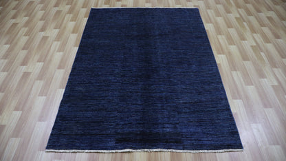 4x6 Ft Blue Transitional Area Rug, Afghan Hand Knotted Wool Abstract Rectangle Carpet, Living Room Rug, Bedroom Rug, Kitchen Rug, Foyer Rug