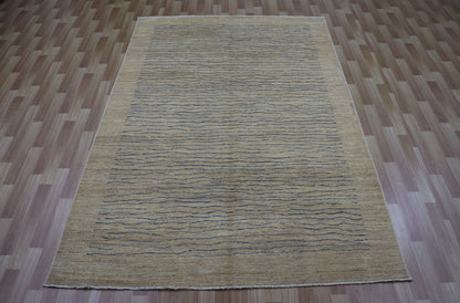 6x9 Ft Beige Abstract Area Rug, Afghan Hand Knotted Wool Transitional Rectangle Carpet, Rugs For Living Room, Bedroom Rug, Dining Table Rug