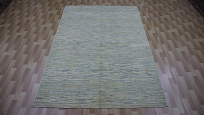 6x9 Ft Transitional Plain Area Rug, Beige Afghan Hand Knotted Wool Abstract Rectangle Carpet, Living Room Rug, Bedroom Rug, Dining Table Rug