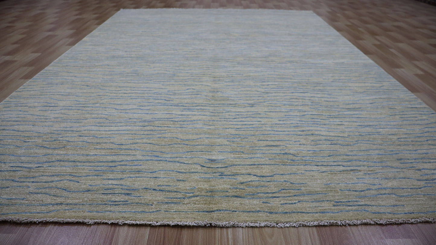 6x9 Ft Transitional Plain Area Rug, Beige Afghan Hand Knotted Wool Abstract Rectangle Carpet, Living Room Rug, Bedroom Rug, Dining Table Rug