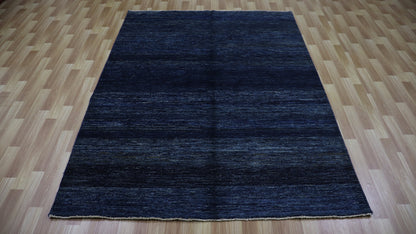 5x6 Ft Blue Plain Area Rug, Afghan Hand Knotted Wool Transitional Rectangle Carpet, Living Room Rug, Bedroom Rug, Kitchen Rug, Entryway Rug