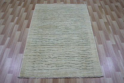 4x6 Ft Beige Plain Area Rug, Afghan Hand Knotted Wool Transitional Rectangle Carpet, Living Room Rug, Bedroom Rug, Entryway Rug, Kitchen Rug