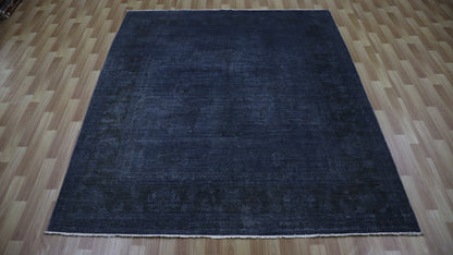 7x8 Ft Blue Transitional Area Rug, Afghan Hand Knotted Wool Abstract Rectangle Carpet, Rugs For Living Room, Bedroom Rug, Dining Table Rug