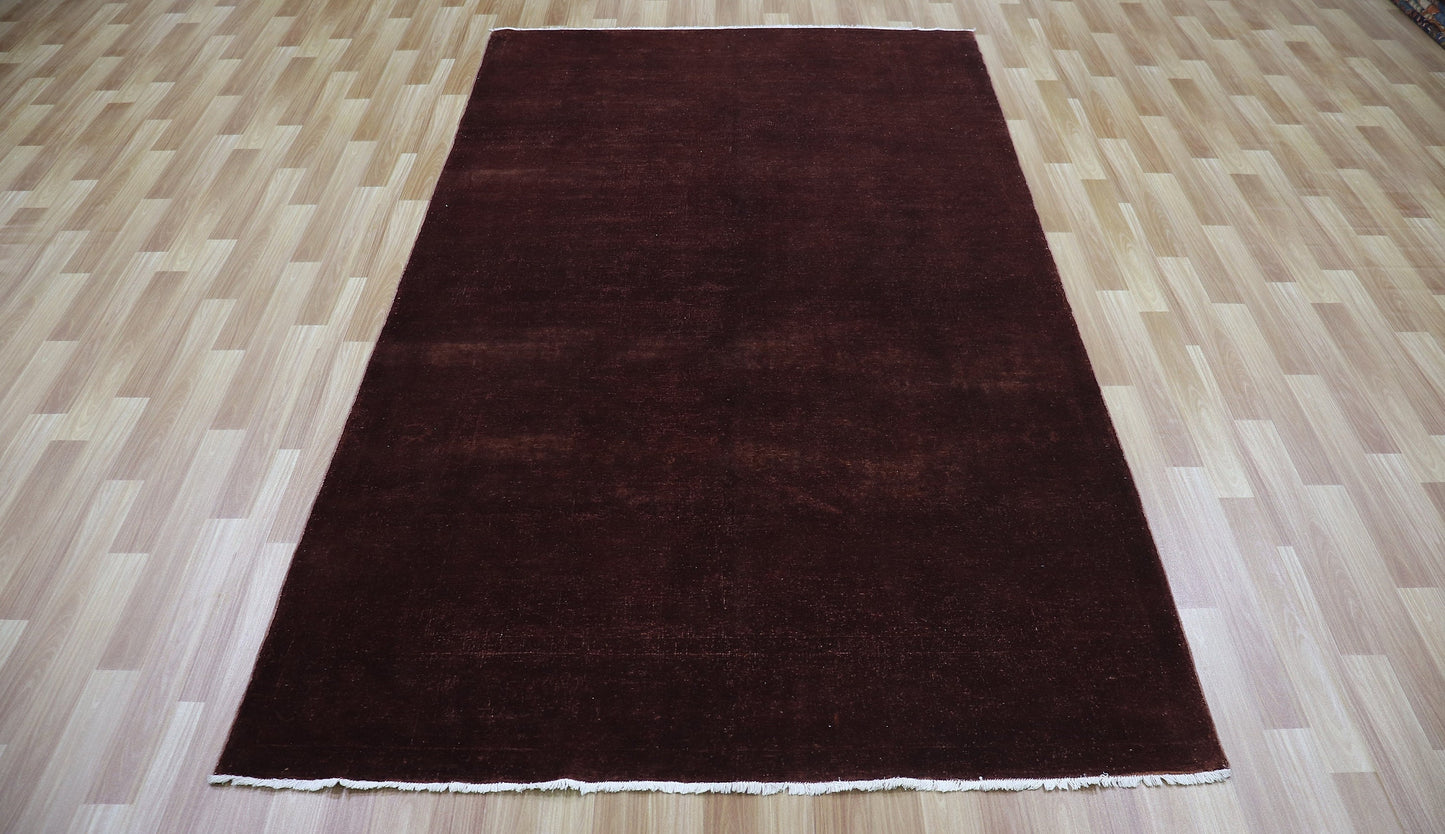 5x9 Ft Brown Plain Area Rug, Afghan Hand Knotted Wool Transitional Rectangle Carpet, Rugs For Living Room, Bedroom Rug, Dining Table Rug