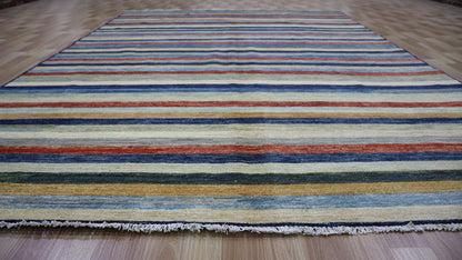 6x10 ft Striped Gabbeh Area Rug, Afghan Hand Knotted Wool Traditional Rectangle Carpet, Rugs For Living Room, Bedroom Rug, Dining Table Rug