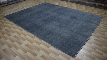 9x11 Ft Blue Gabbeh Transitional Large Area Rug, Afghan Hand Knotted Wool Rectangle Carpet, Living Room Rug, Bedroom Rug, Dining Table Rug