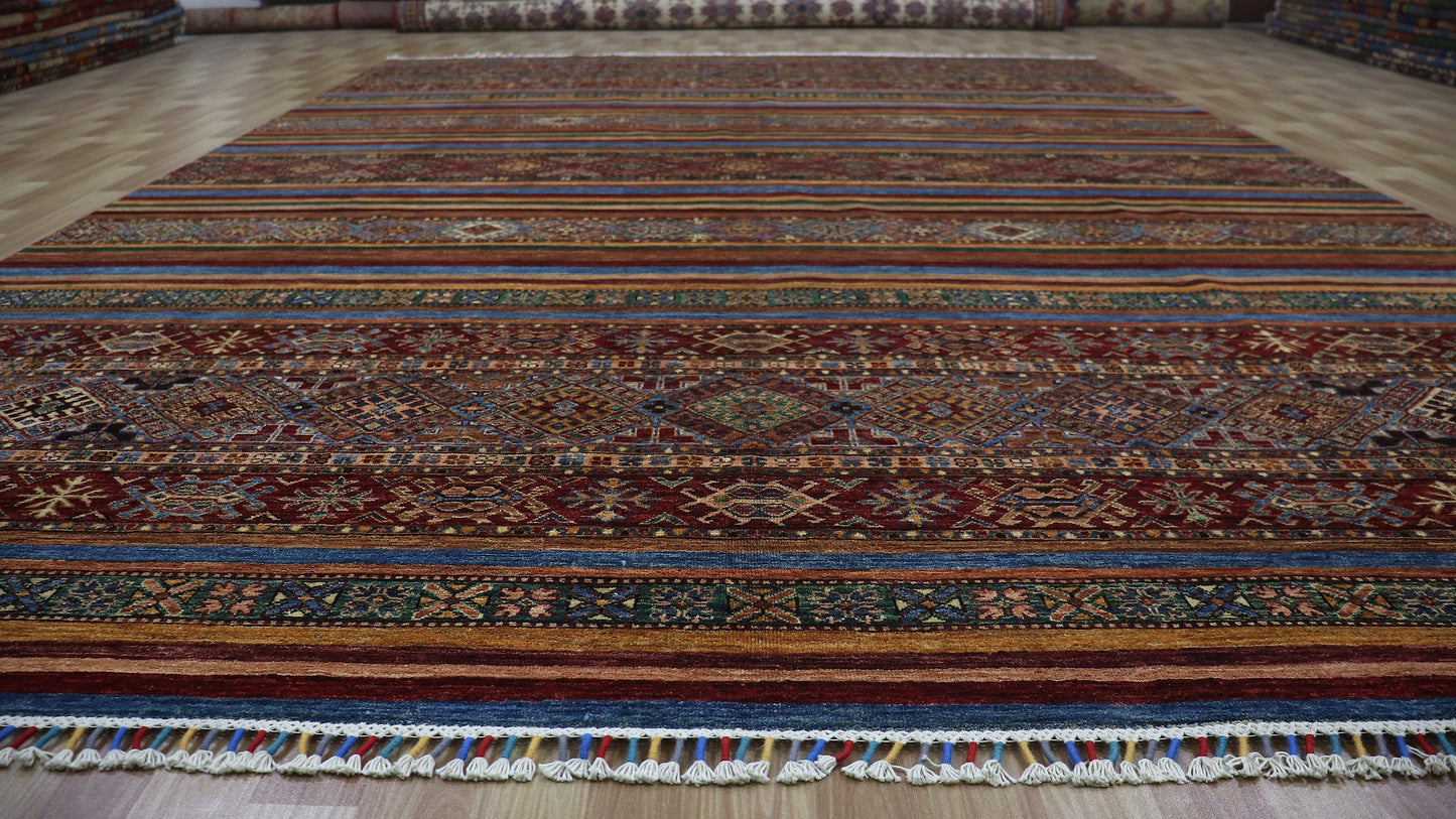 9x12 Ft Oriental Large Area Rug, Afghan Hand Knotted Wool Traditional Rectangle Carpet, Rugs For Living Room, Bedroom Rug, Dining Table Rug