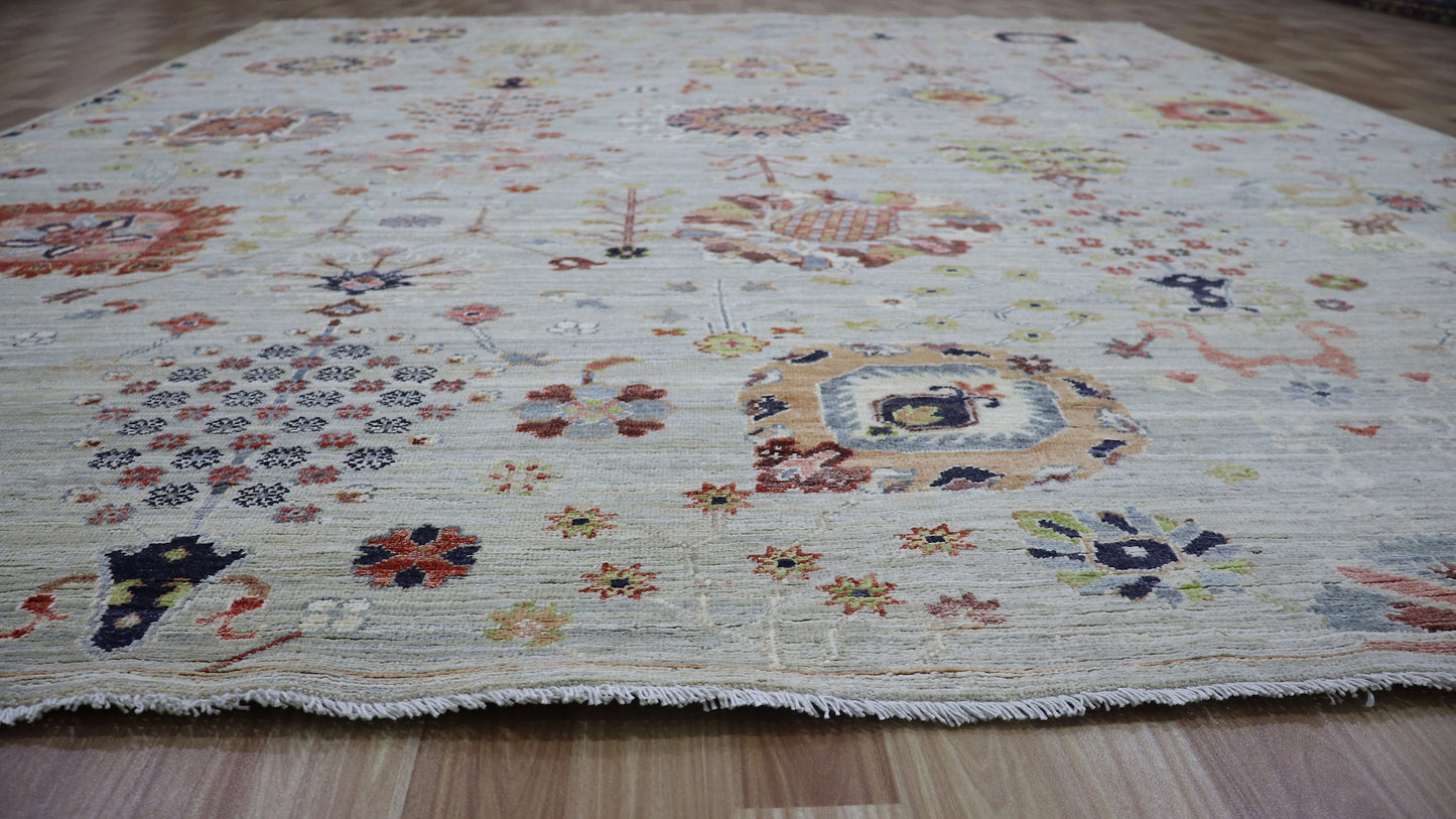 8x10 Ft Beige Floral Area Rug, Afghan Hand Knotted Wool Traditional Rectangle Carpet, Rugs For Living Room, Bedroom Rug, Dining Table Rug