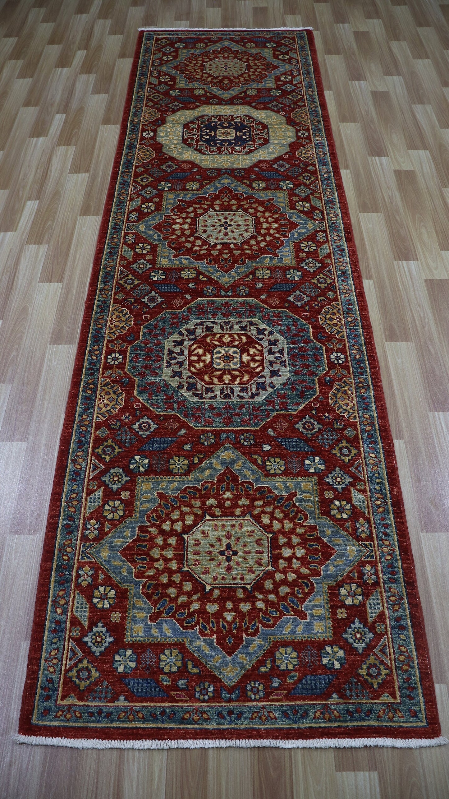 10 Ft Oriental Mamluk Runner Rug, Afghan Hand Knotted Wool Traditional Rectangle Carpet, Entryway Rug, Hallway Rug, Kitchen Rug, Foyer Rug