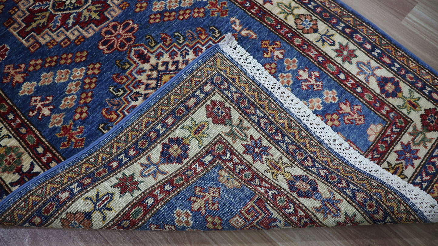 8 Ft Oriental Kazak Runner Rug, Afghan Hand Knotted Wool Traditional Rectangle Carpet, Entryway Rug, Hallway Rug, Kitchen Rug, Foyer Rug