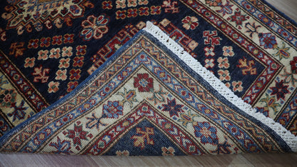 9 Ft Kazak Oriental Runner Rug, Afghan Hand Knotted Wool Traditional Rectangle Carpet, Entryway Rug, Hallway Rug, Kitchen Rug, Foyer Rug