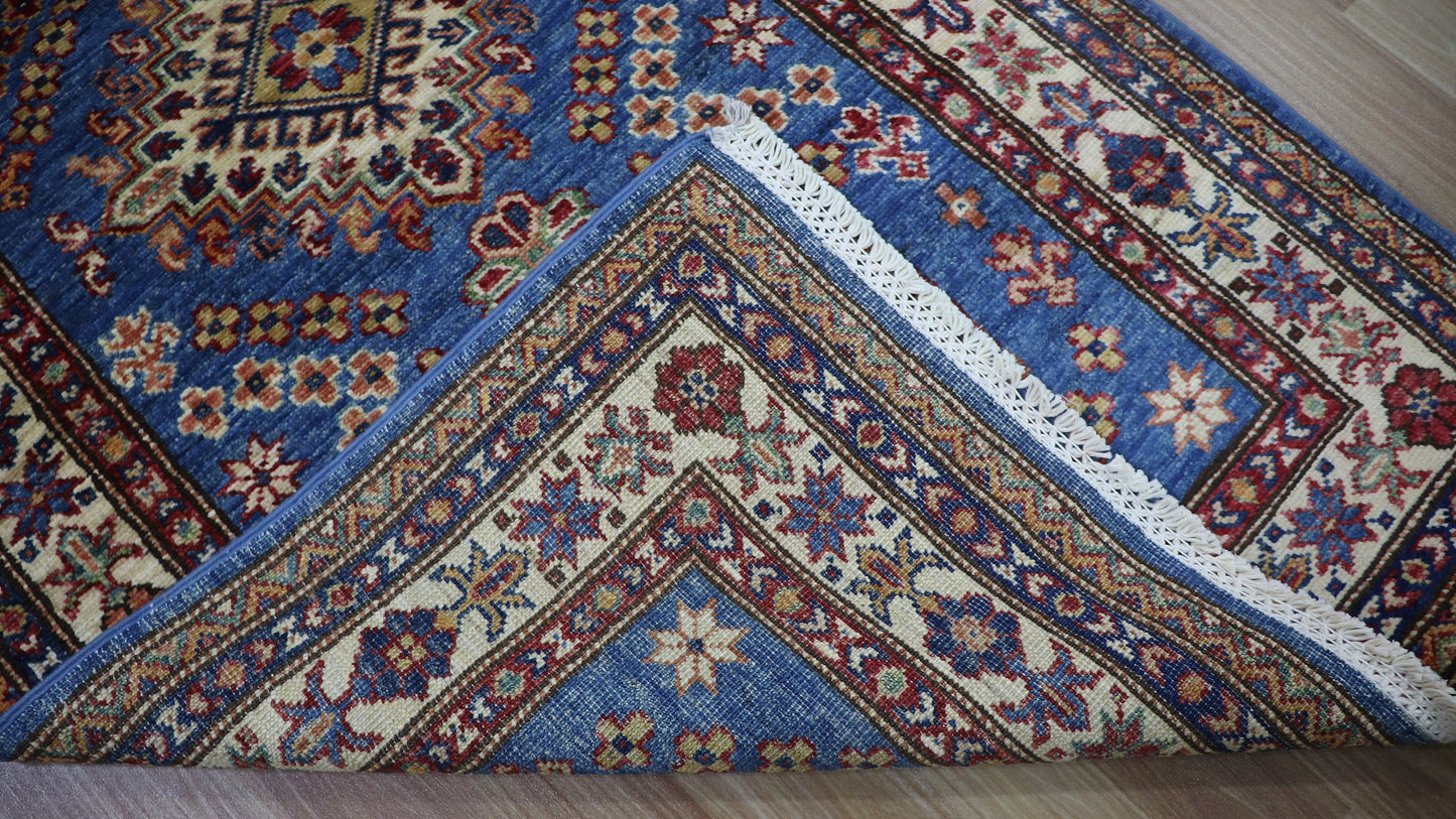 10 Ft Oriental Runner Rug, Blue Afghan Hand Knotted Wool Traditional Rectangle Carpet, Entryway Rug, Hallway Rug, Kitchen Rug, Foyer Rug