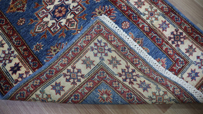 9 Ft Oriental Kazak Runner Rug, Afghan Hand Knotted Wool Traditional Rectangle Carpet, Entryway Rug, Hallway Rug, Kitchen Rug, Foyer Rug