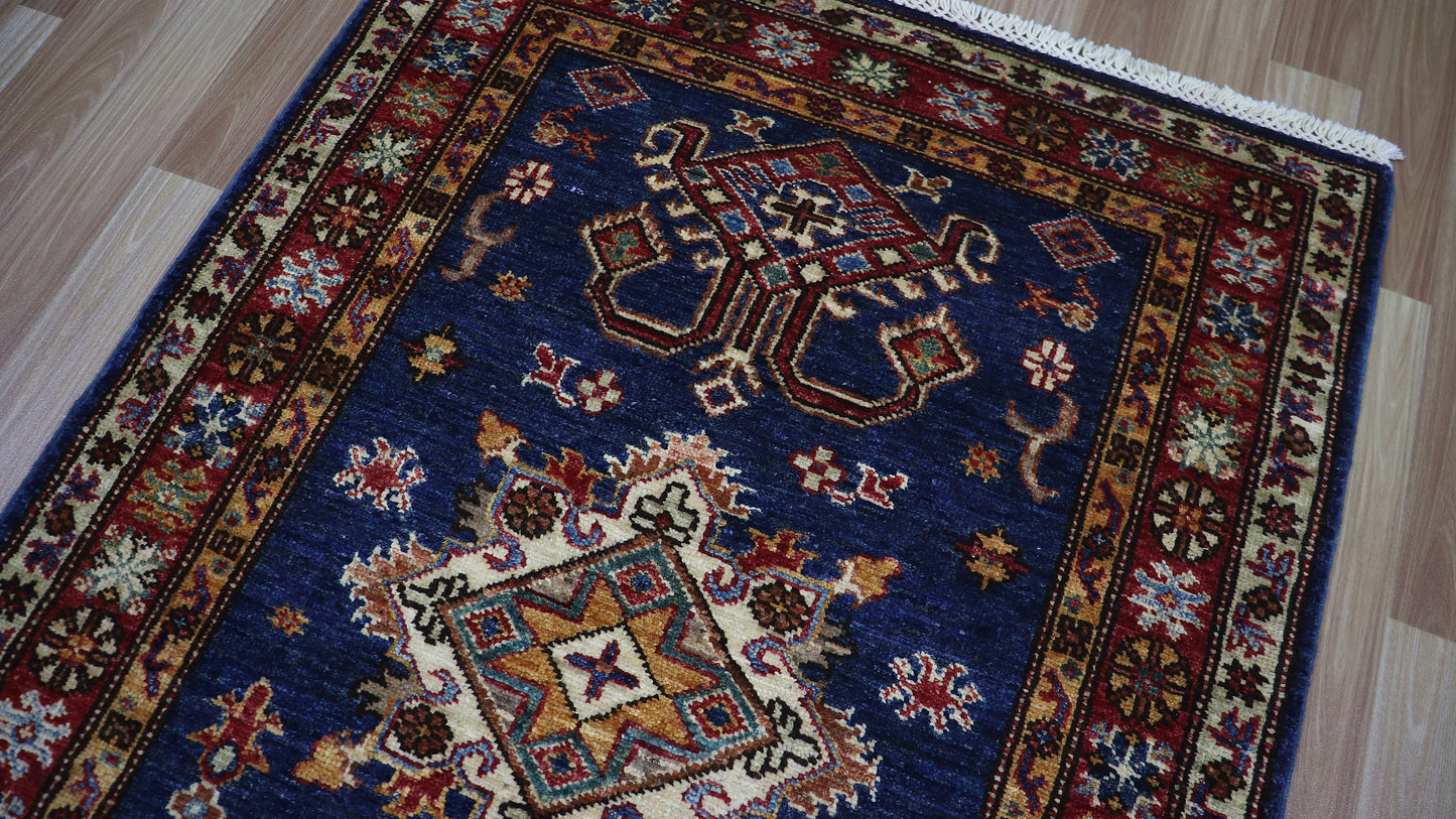 10 Ft Kazak Oriental Runner Rug, Afghan Hand Knotted Wool Traditional Rectangle Carpet, Entryway Rug, Hallway Rug, Kitchen Rug, Foyer Rug