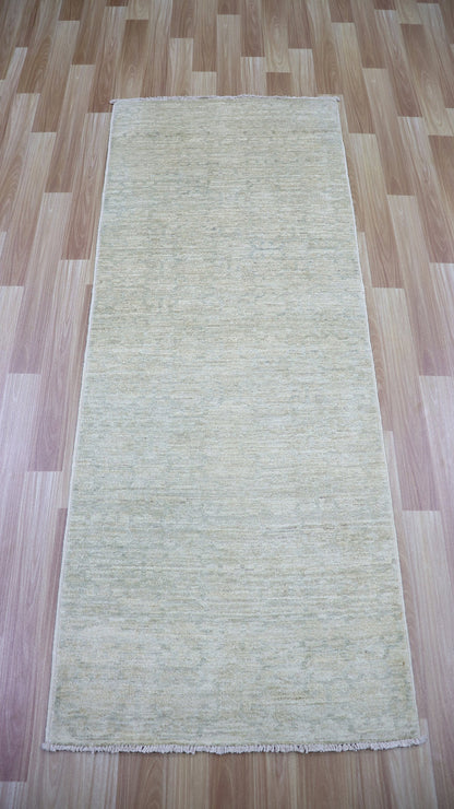 6 Ft Transitional Runner Rug, Beige Afghan Hand Knotted Wool Abstract Rectangle Carpet, Entryway Rug, Hallway Rug, Kitchen Rug, Foyer Rug