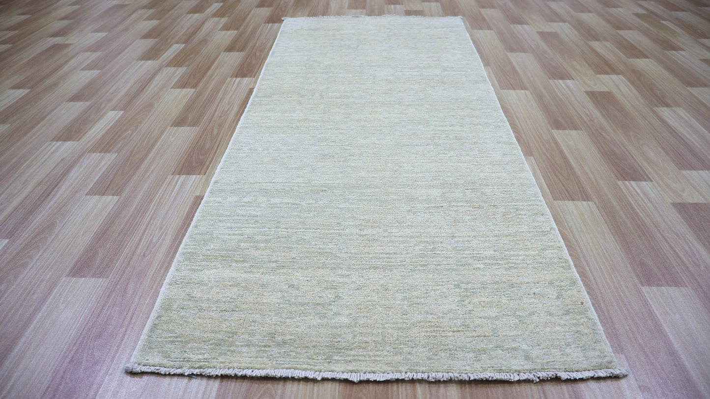 6 Ft Transitional Runner Rug, Beige Afghan Hand Knotted Wool Abstract Rectangle Carpet, Entryway Rug, Hallway Rug, Kitchen Rug, Foyer Rug