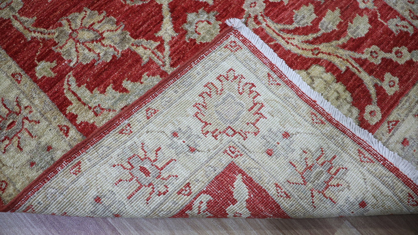 9 Ft Bidjar Runner Rug, Beige Red Afghan Hand Knotted Wool Traditional Rectangle Carpet, Entryway Rug, Hallway Rug, Kitchen Rug, Foyer Rug