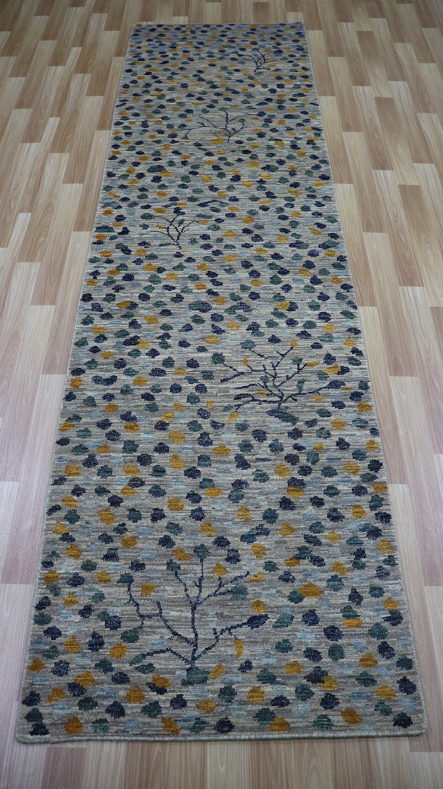 10 Ft Gabbeh Runner Rug, Beige Afghan Hand Knotted Wool Traditional Rectangle Carpet, Entryway Rug, Hallway Rug, Kitchen Rug, Foyer Rug