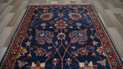 11 Ft Bidjar Runner Rug, Blue Red Afghan Hand Knotted Wool Traditional Rectangle Carpet, Entryway Rug, Hallway Rug, Kitchen Rug, Foyer Rug